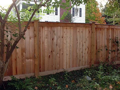Western Red Cedar Fence with 2x4 Top & Bottom Rails, Cap Board and Flat Top Cedar Post Caps